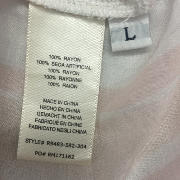 Cloth & Stone Anthropologie Short Sleeve Button Up Collar Pink/White Stripe SzLg - Picture 10 of 11
